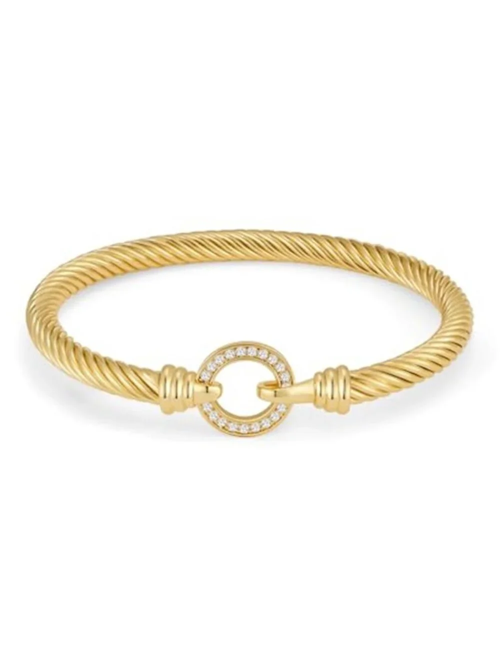 Two Tone Twisted Cable Cuff Bracelet Gold Silver Bangle for Women